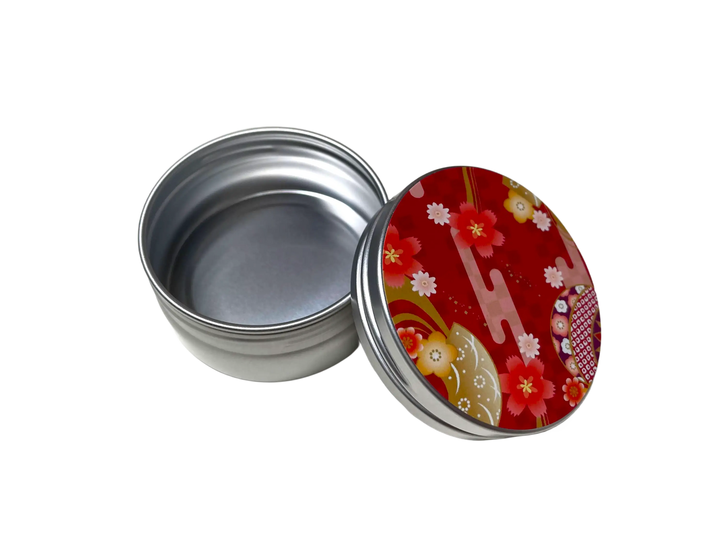 [カスタム]和柄シールアルミ丸缶６缶セット　直径62mm×高さ27㎜ - 収納グッズ