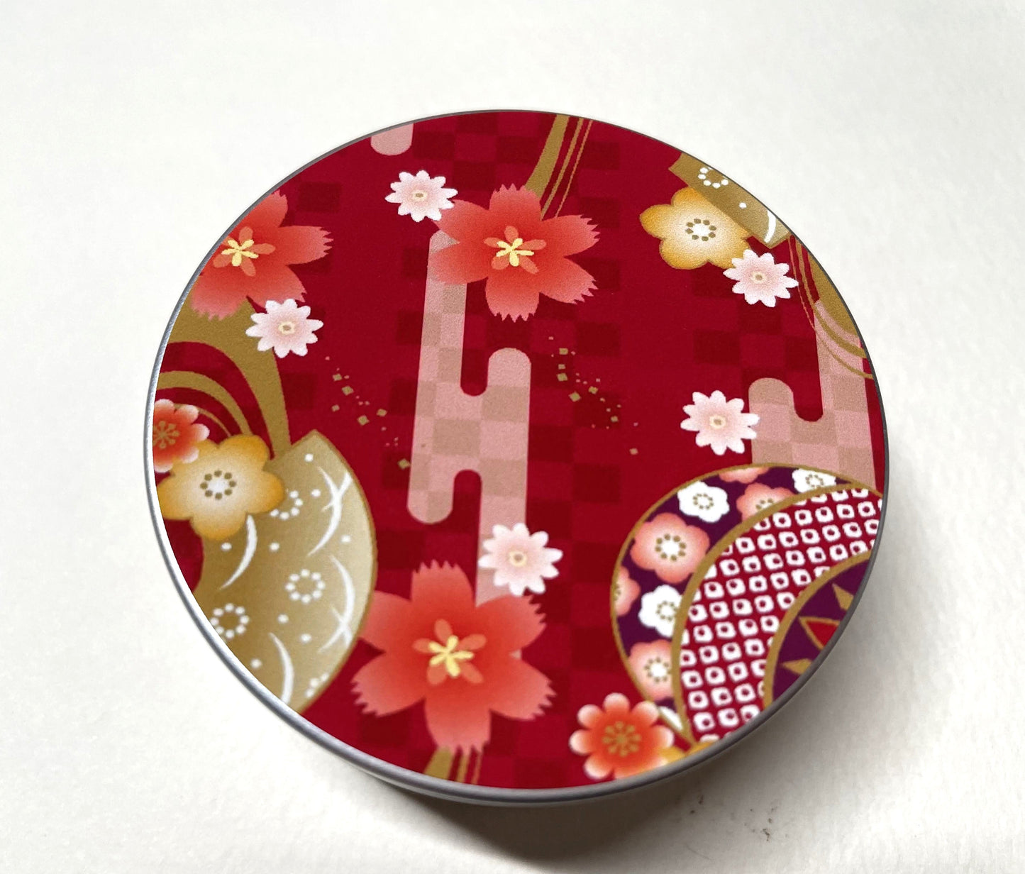 [カスタム]和柄シールアルミ丸缶６缶セット　直径62mm×高さ27㎜